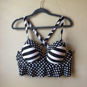 Polka dot ruffle bikini top